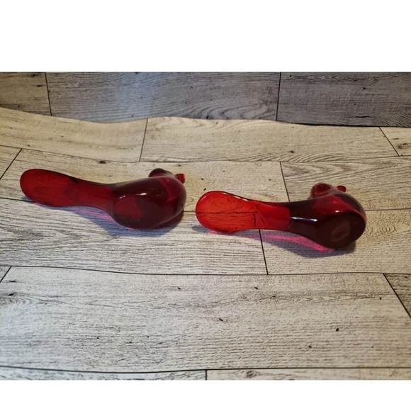 Red Glass Birds Set Of 2 - Picture 5 of 9
